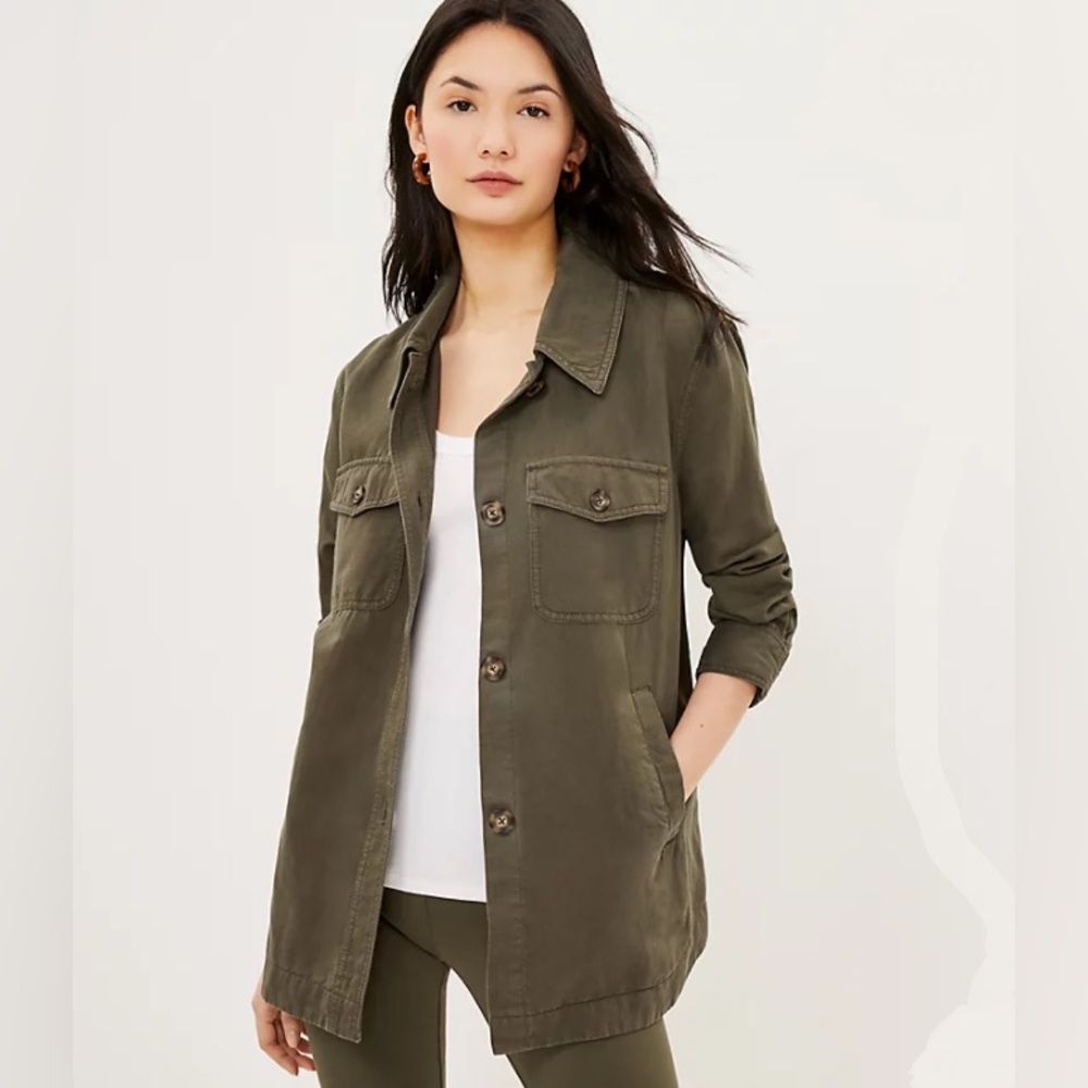 Olive Green Twill Shacket